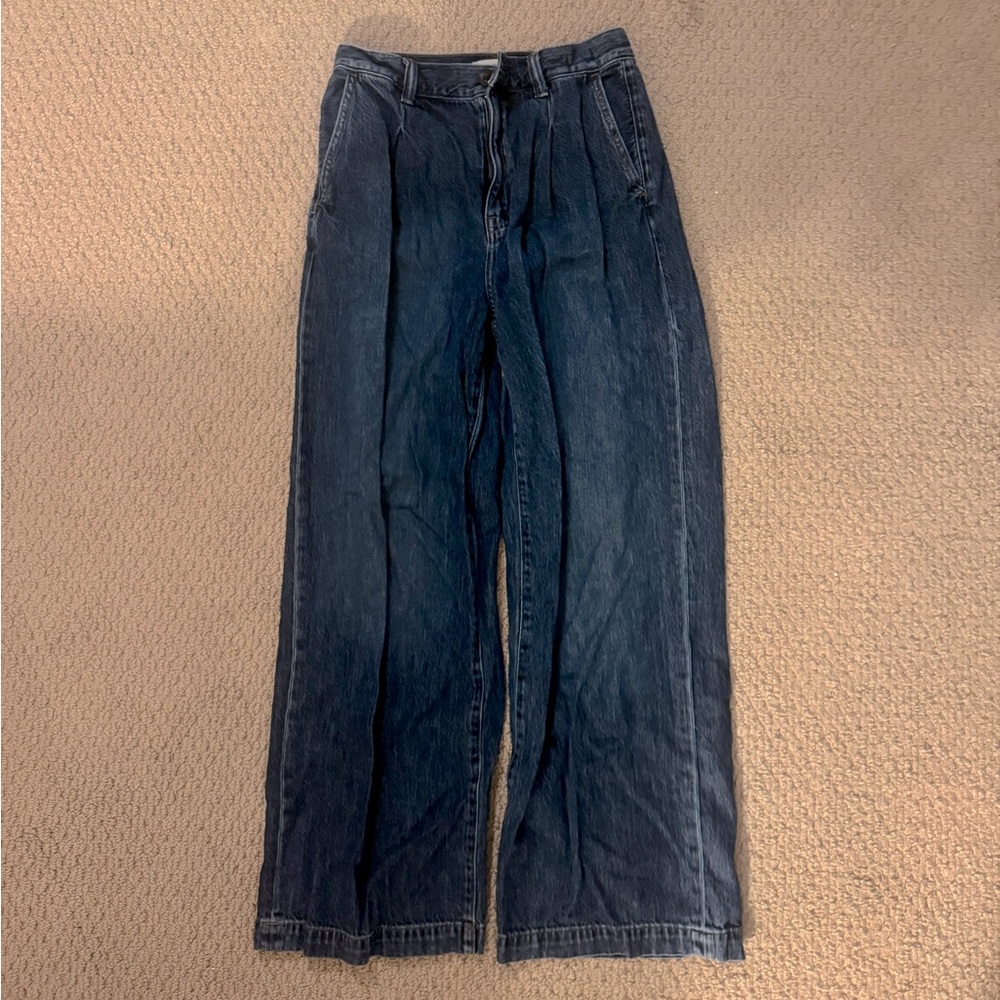 Madewell Women SZ 27 The Harlow Wide-Leg Jean Airy Denim Edition Pleated Baggy